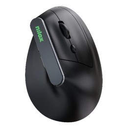 Mouse verticale ergonomico ricaricabile Nilox NXMOEVR01B, Bluetooth 5.2 + 2,4 GHz, 1600 DPI, nero