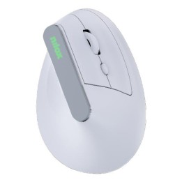 Mouse verticale ergonomico ricaricabile Nilox NXMOEVR01W, Bluetooth 5.2 + 2,4 GHz, 1600 DPI, bianco