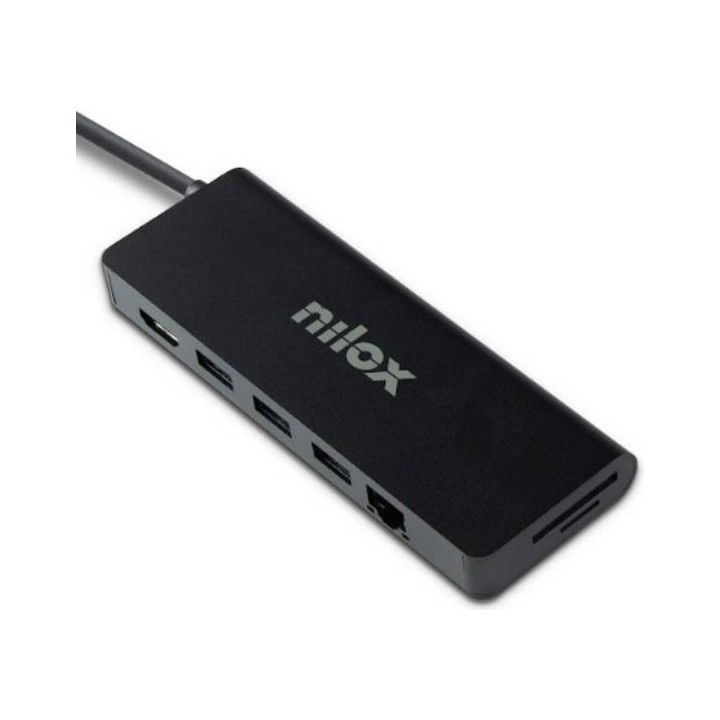 Docking station USB-C 8 in 1 Nilox NXDSUSBC04: HDMI 4K, 3 USB 3.0, SD, Ethernet, PD 100 W