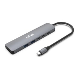 Docking station USB-C Slim 6 in 1 Nilox NXDSUSBC09: HDMI 4K 60 Hz, 2 USB 3.0, 2 USB-C, PD 100 W