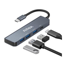 Hub USB-C 4 porte Nilox NXHUBUSBC04: 3 USB-A 3.0 e 1 USB-C, fino a 5 Gbps